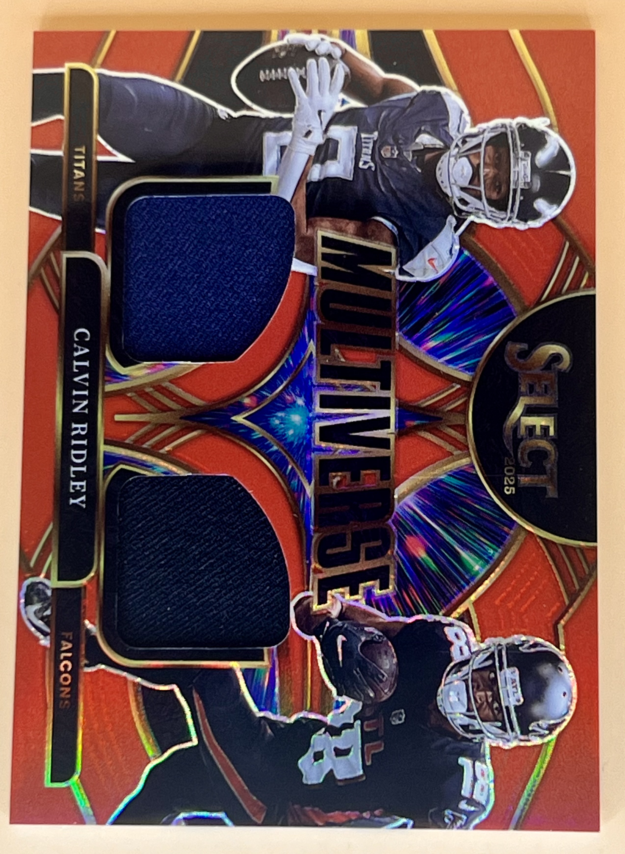 2025 Panini Select Calvin Ridley #MVJ-CRY Multiverse Red Prizm Dual Relic