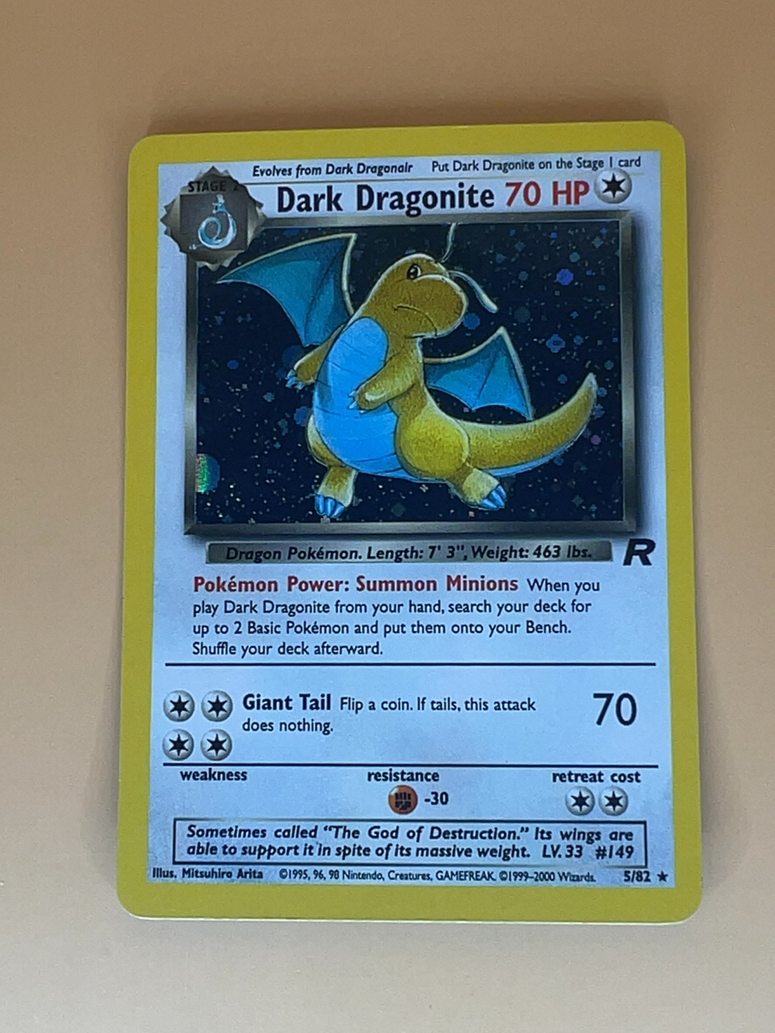 1999-2000 PokΓ©mon Dark Dragonite5/82 Dark Dragonite #5/82 Holo Rare