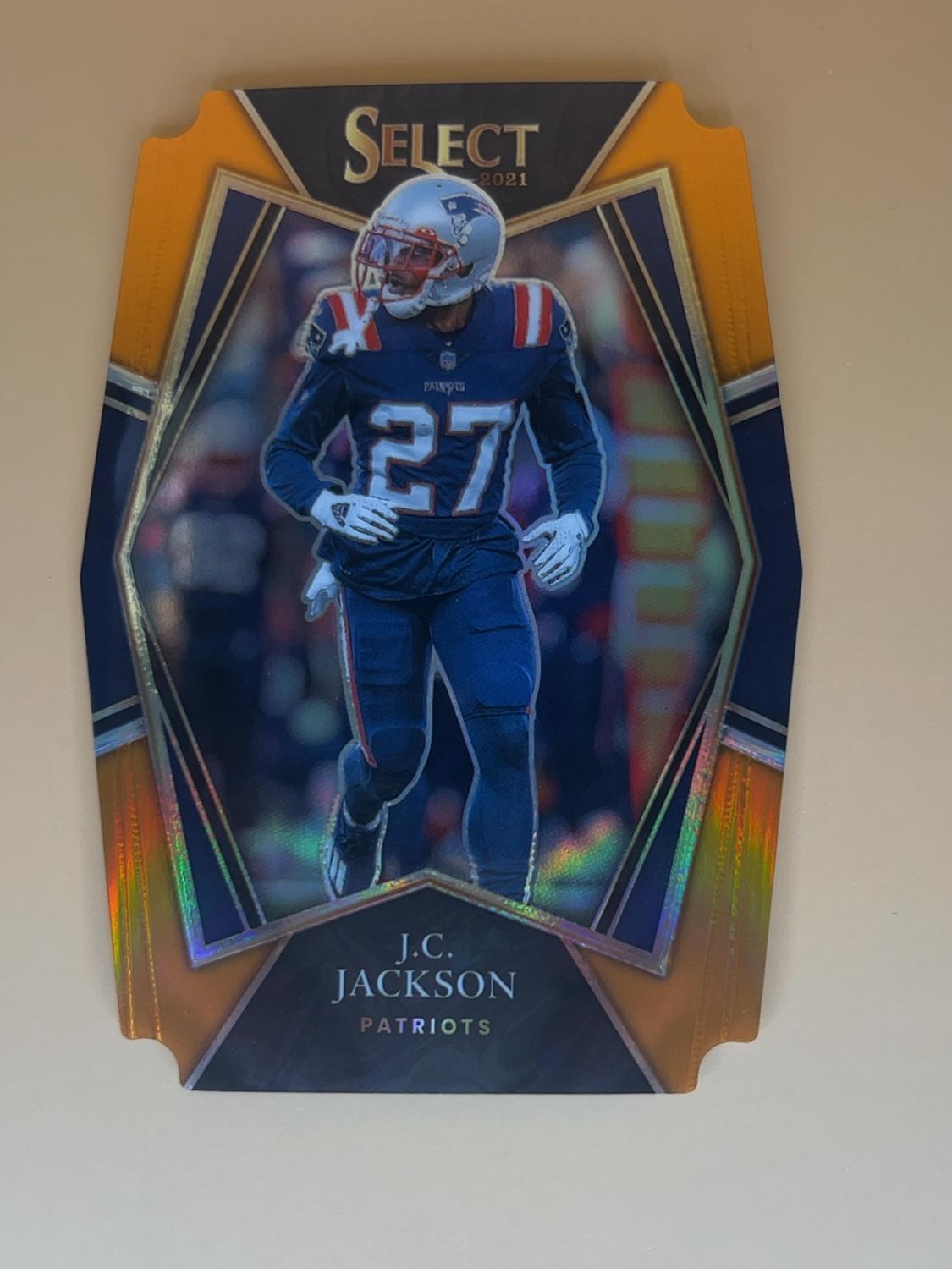 2021 Panini Select JC Jackson #124 Premier Level Orange Prizm Die Cut /249 Patriots