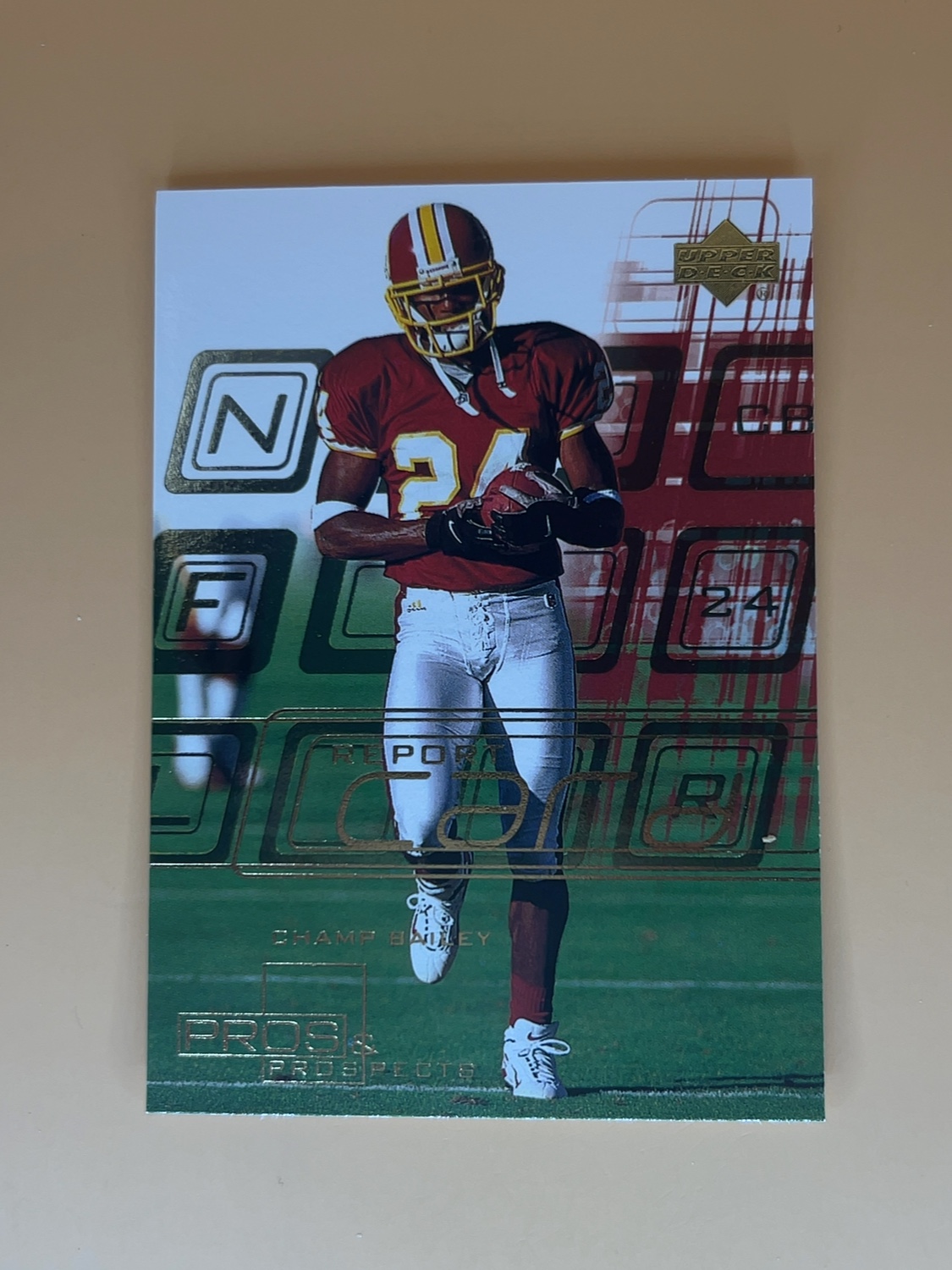 2000 UD Pros & Prospects Champ Bailey #RC4 Report Card HOF