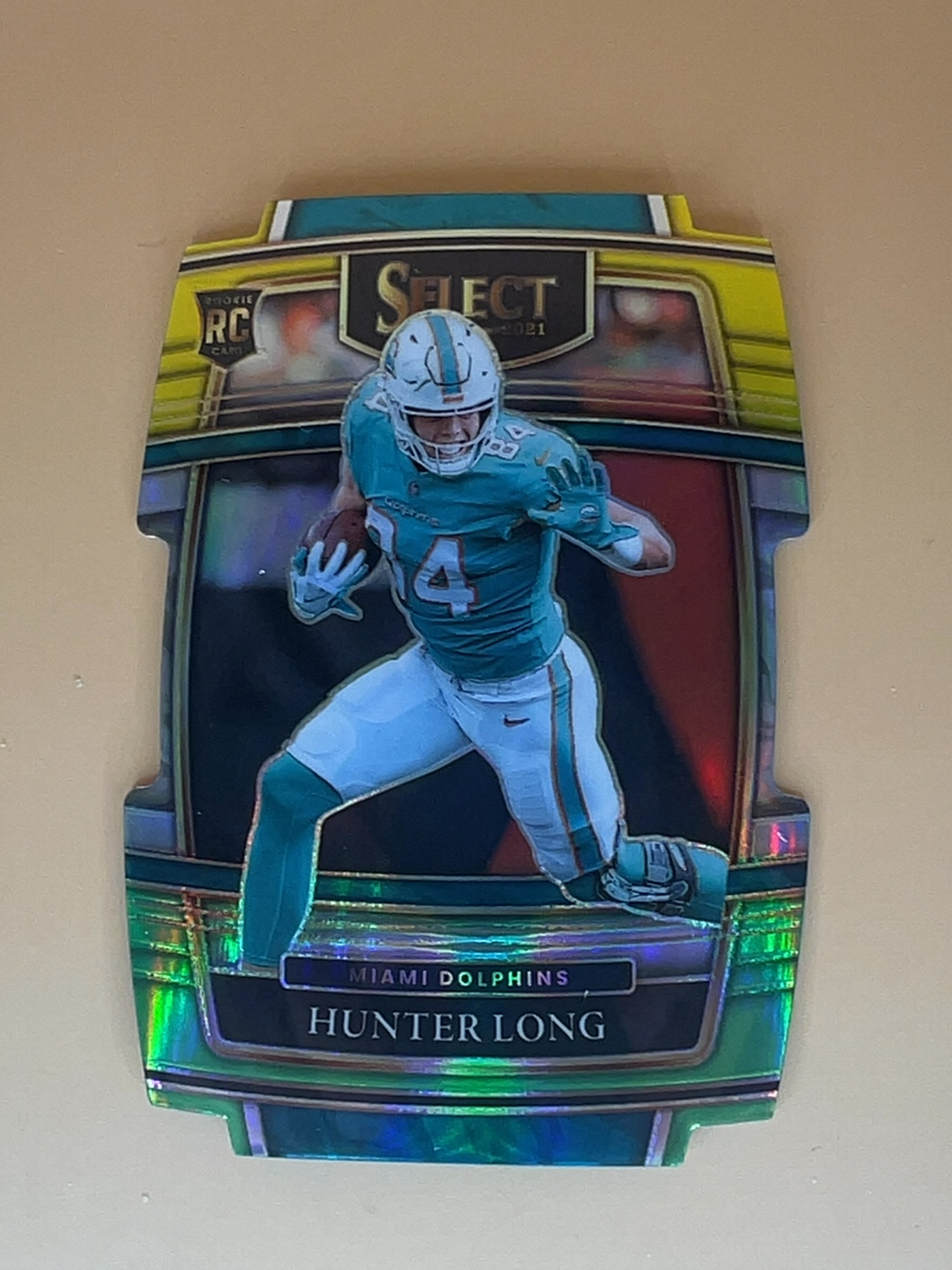 2021 Select Hunter Long #93 Green and Yellow Die Cut Prizm RC