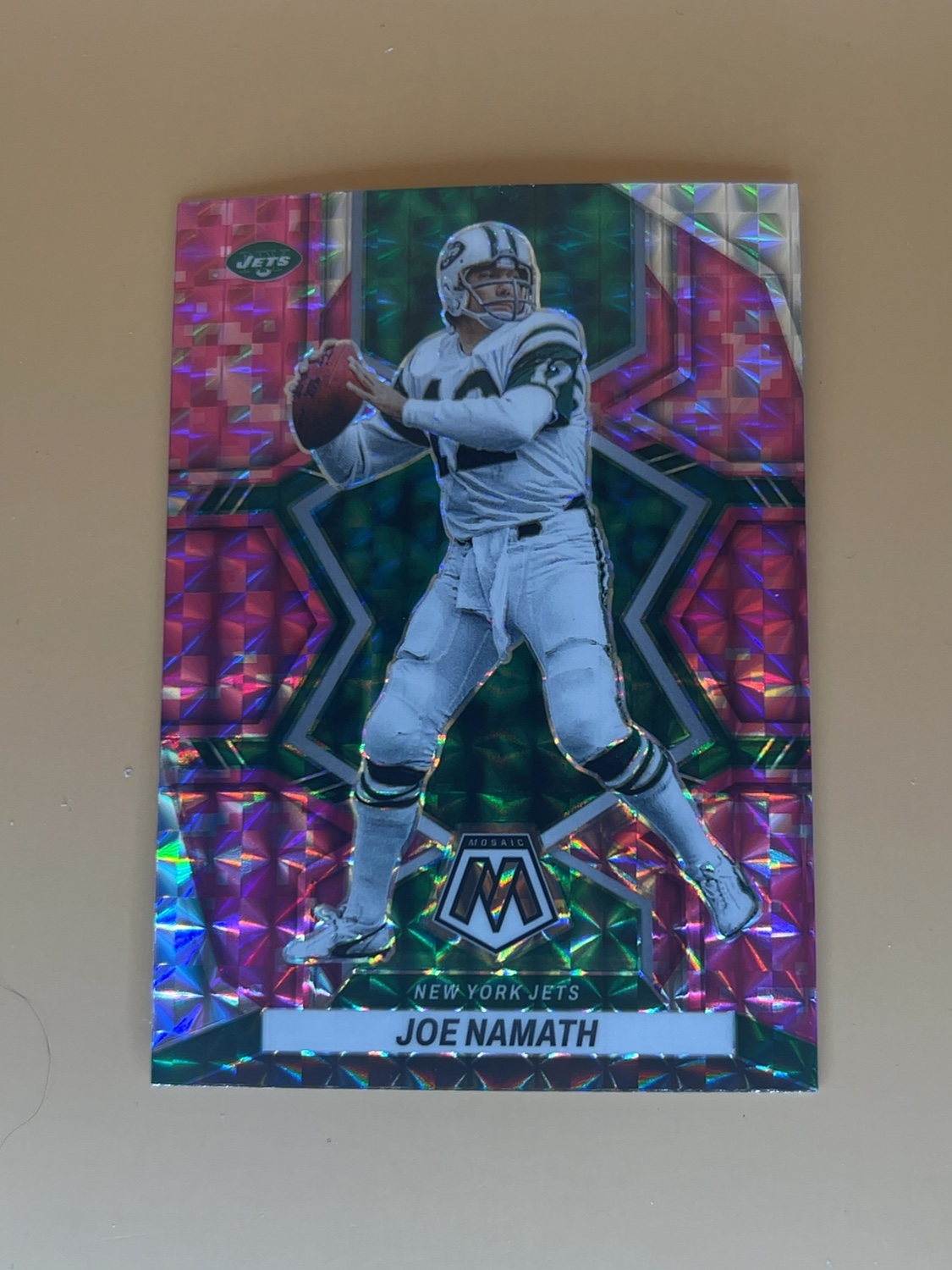 2022 Mosaic Joe Namath #205 Pink Camo Mosaic Prizm