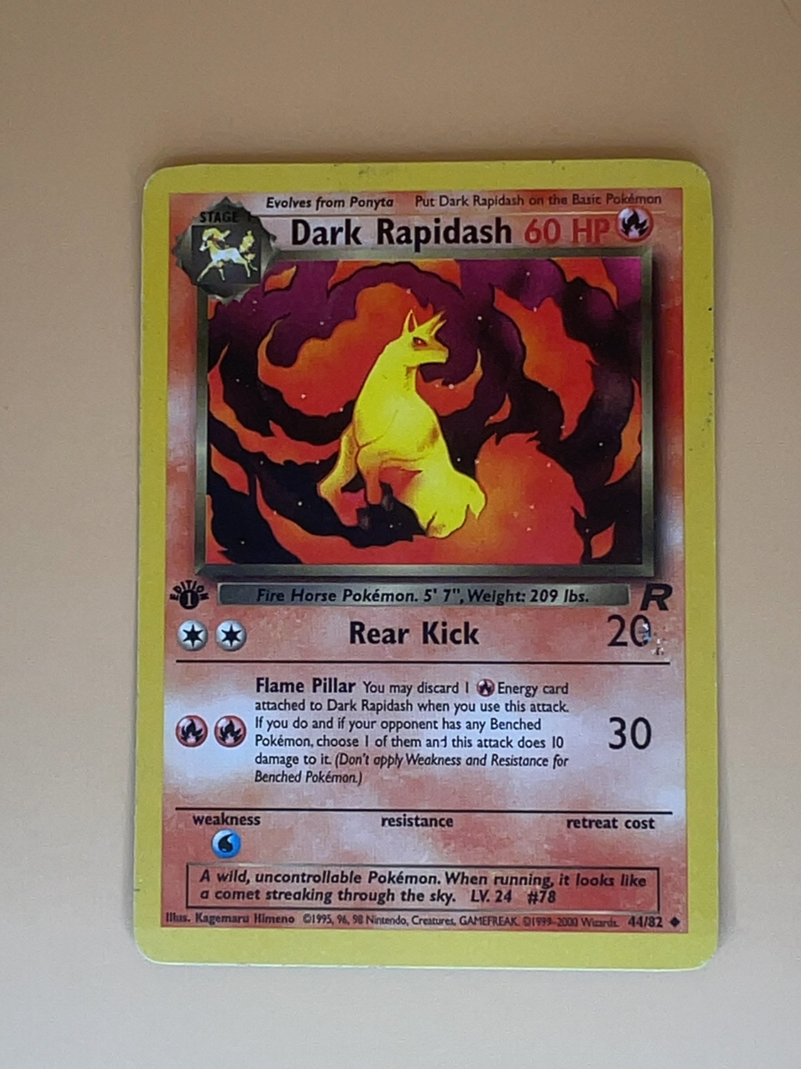 Team Rocket Dark Rapidash #44/82 1st Edition