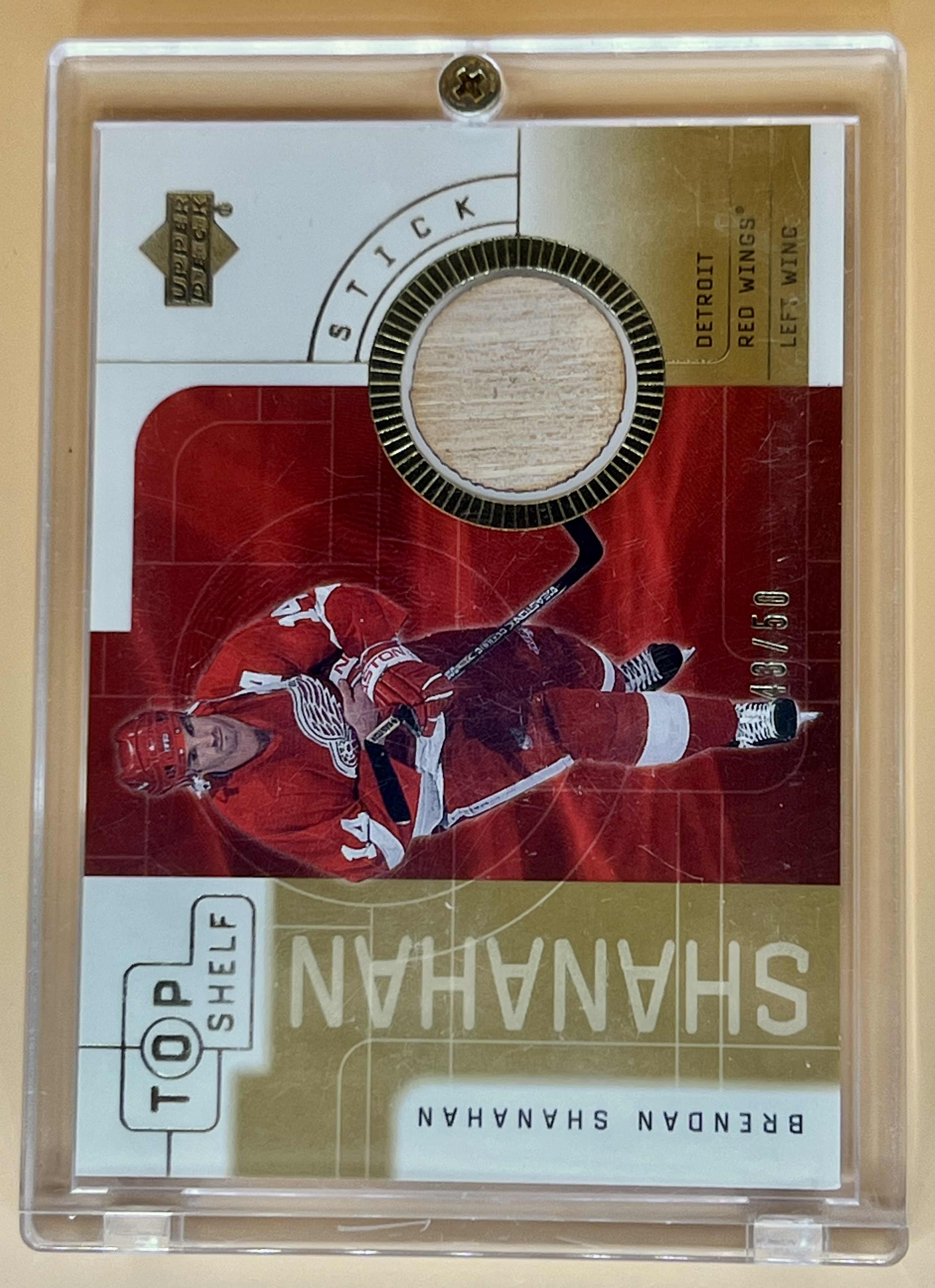 2001-02 Upper Deck Top Shelf Brendan Shanahan #S-BS Game Used Stick Gold /50 🔥🔥