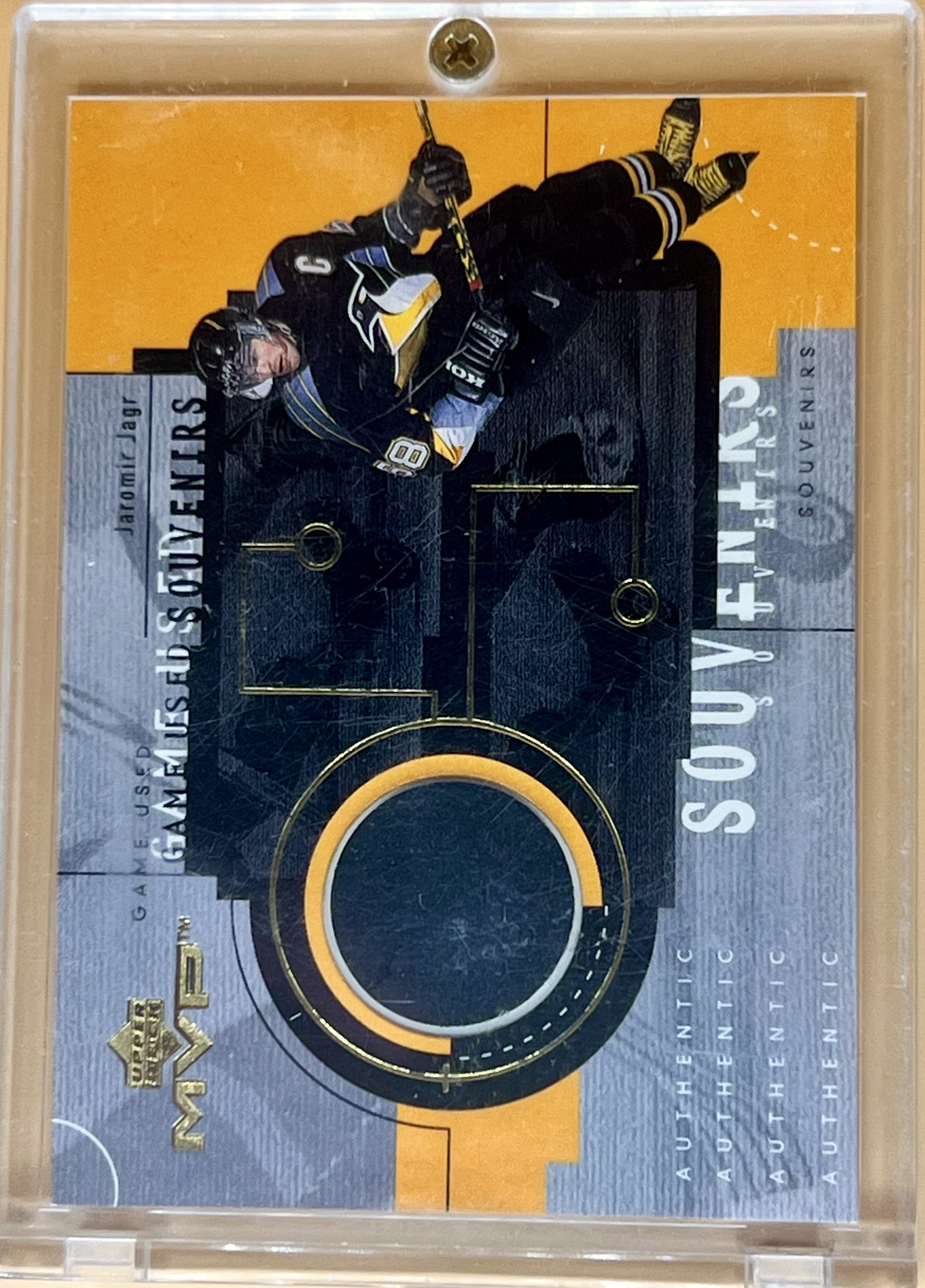 1999-00 UD MVP Jaromir Jagr #GU12 Game Used Souvenirs Puck