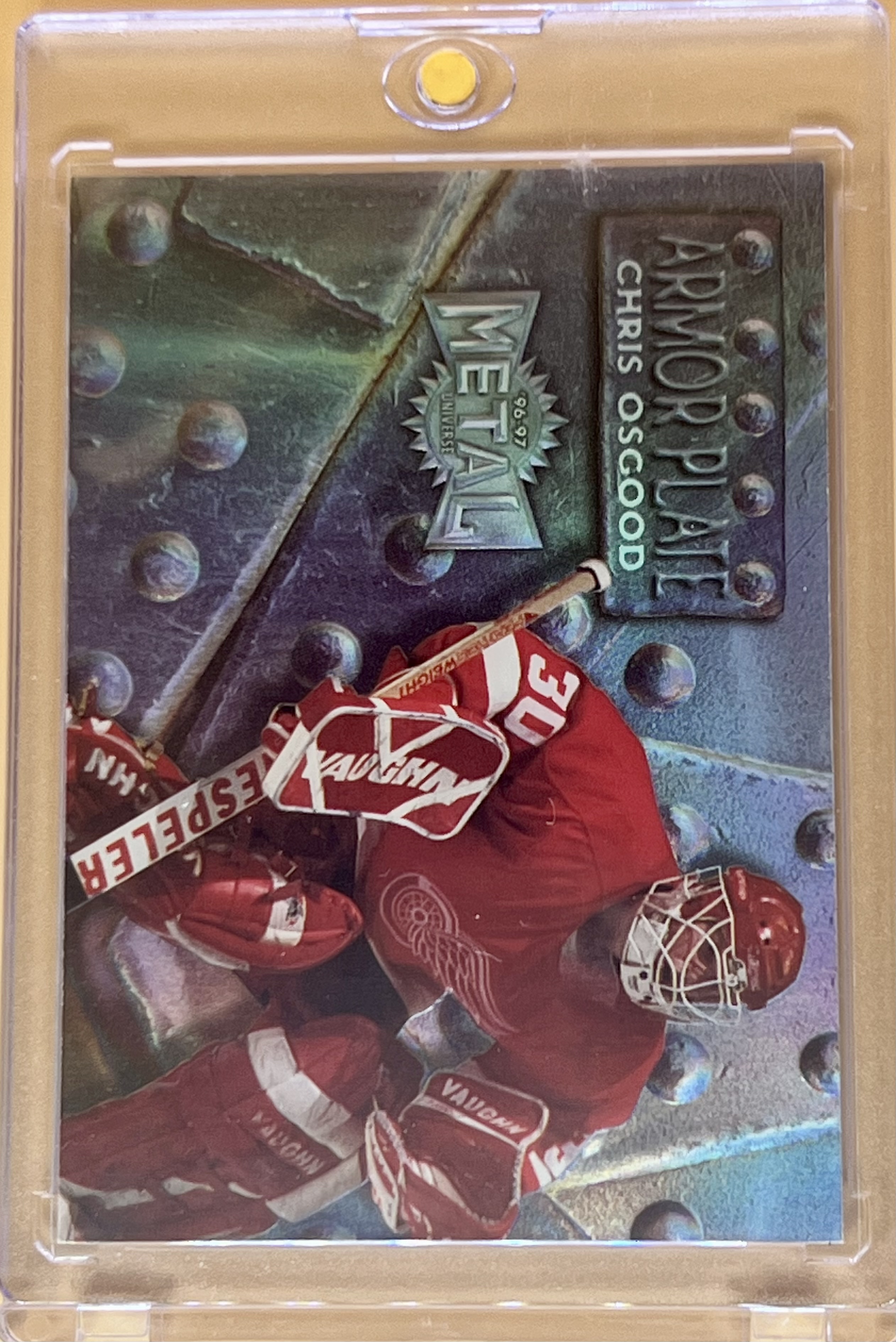 1996-97 Fleer Metal Universe Chris Osgood #6 Armor Plate SUPER POWERS SP 🔥🔥🔥
