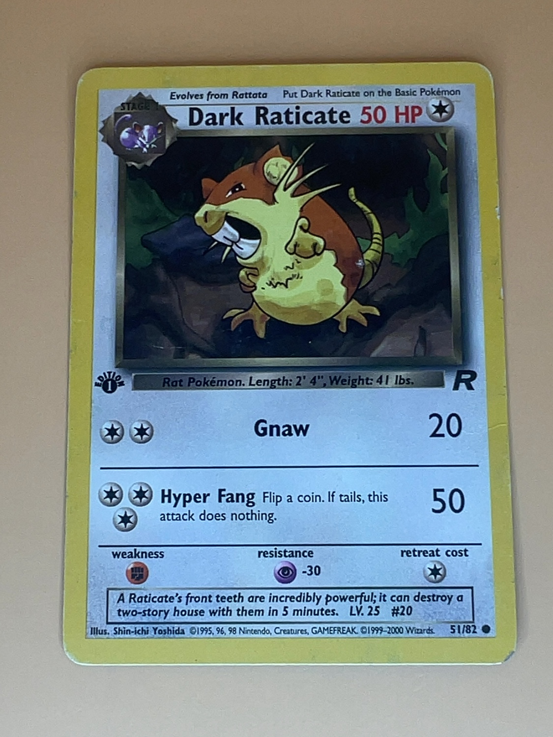 Team Rocket Dark Raticate #51/82 1st Edition