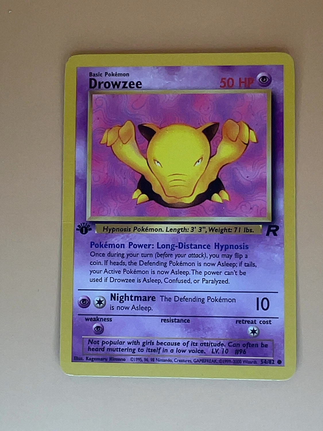 Team Rocket Drowzee #54 1st Edition