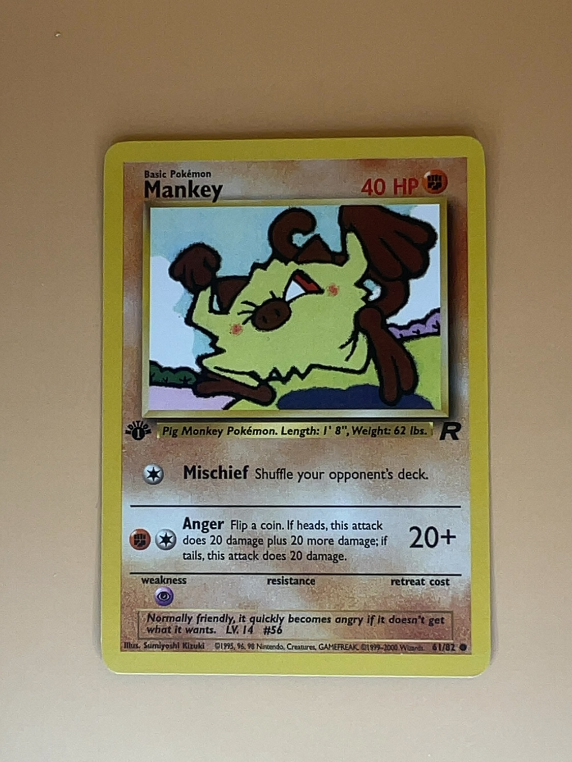 Team Rocket Mankey #61 1st Edition