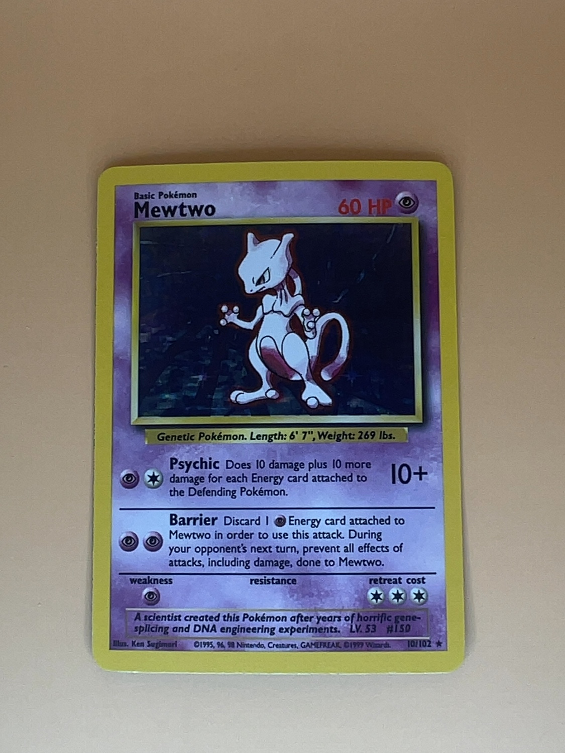 Base Set Pokemon Mewtwo #10/102 Unlimited