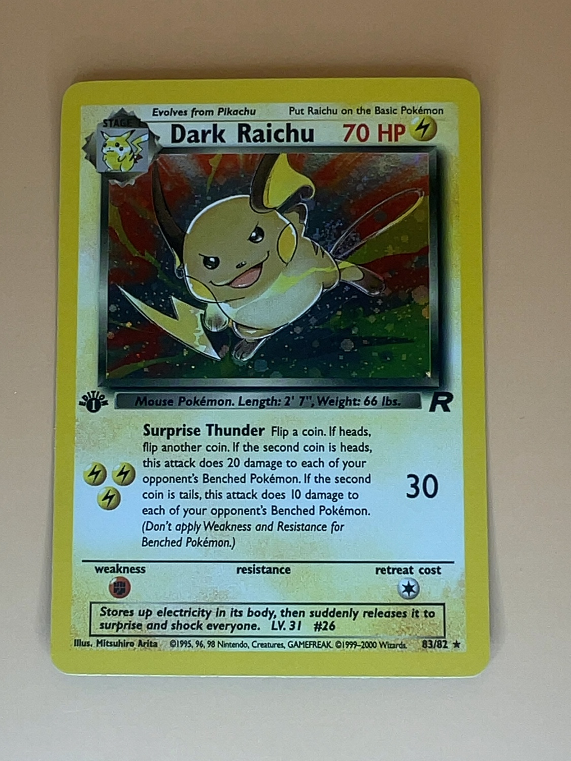 Team Rocket Dark Raichu #83/82 1st Edition