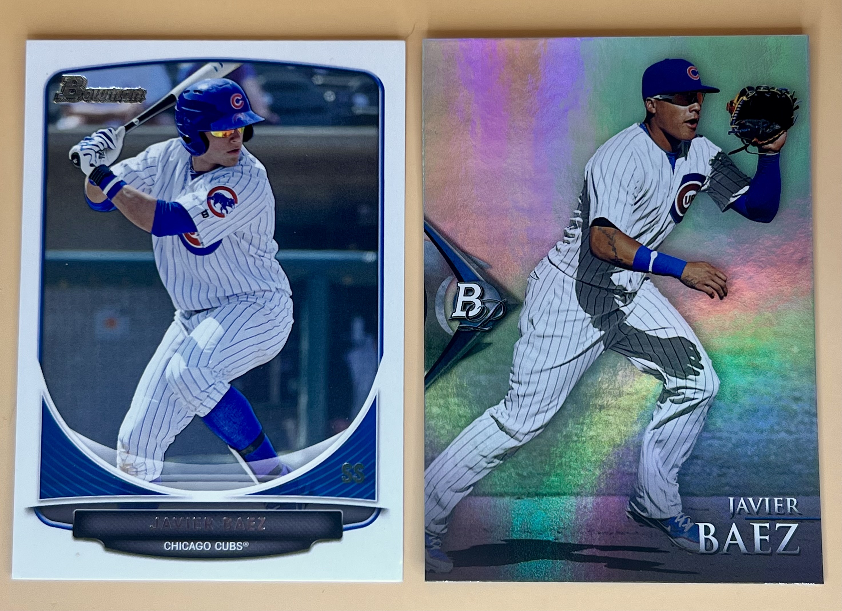 2013&2014 Bowman Draft Picks& Prospects and Platinum Javier Baez 2 Card Lot #TP-27 &BPP50 Rookie RC