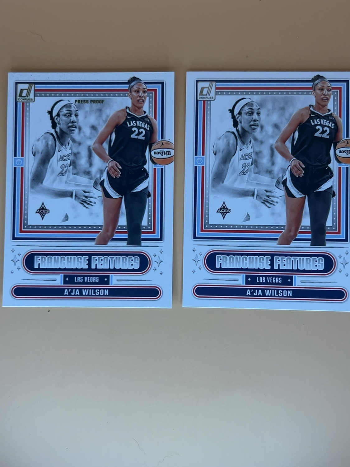 2025 Donruss WNBA A’Ja Wilson 2 Card Lot #11 Franchise Features press Proof & Base