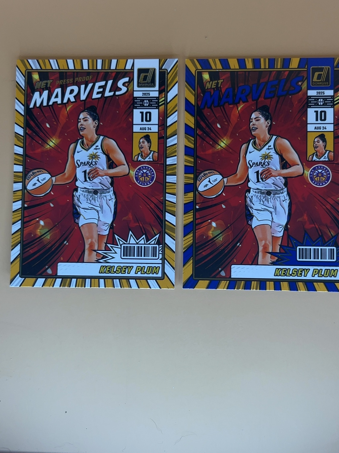 2025 Donruss WNBA Kelsey Plum 2 card lot #3 Net Marvels Press Proof & Blue