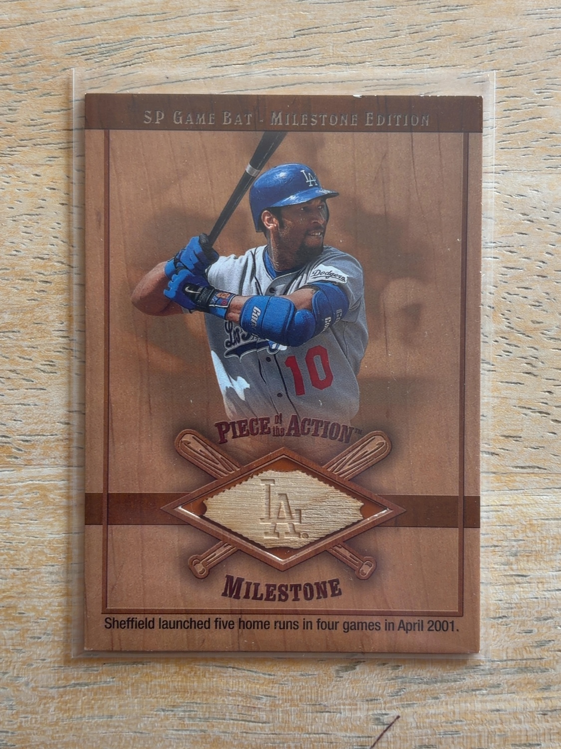 2001 SP Game Bat Milestone Gary Sheffield #M-GS Piece of the Action Milestone