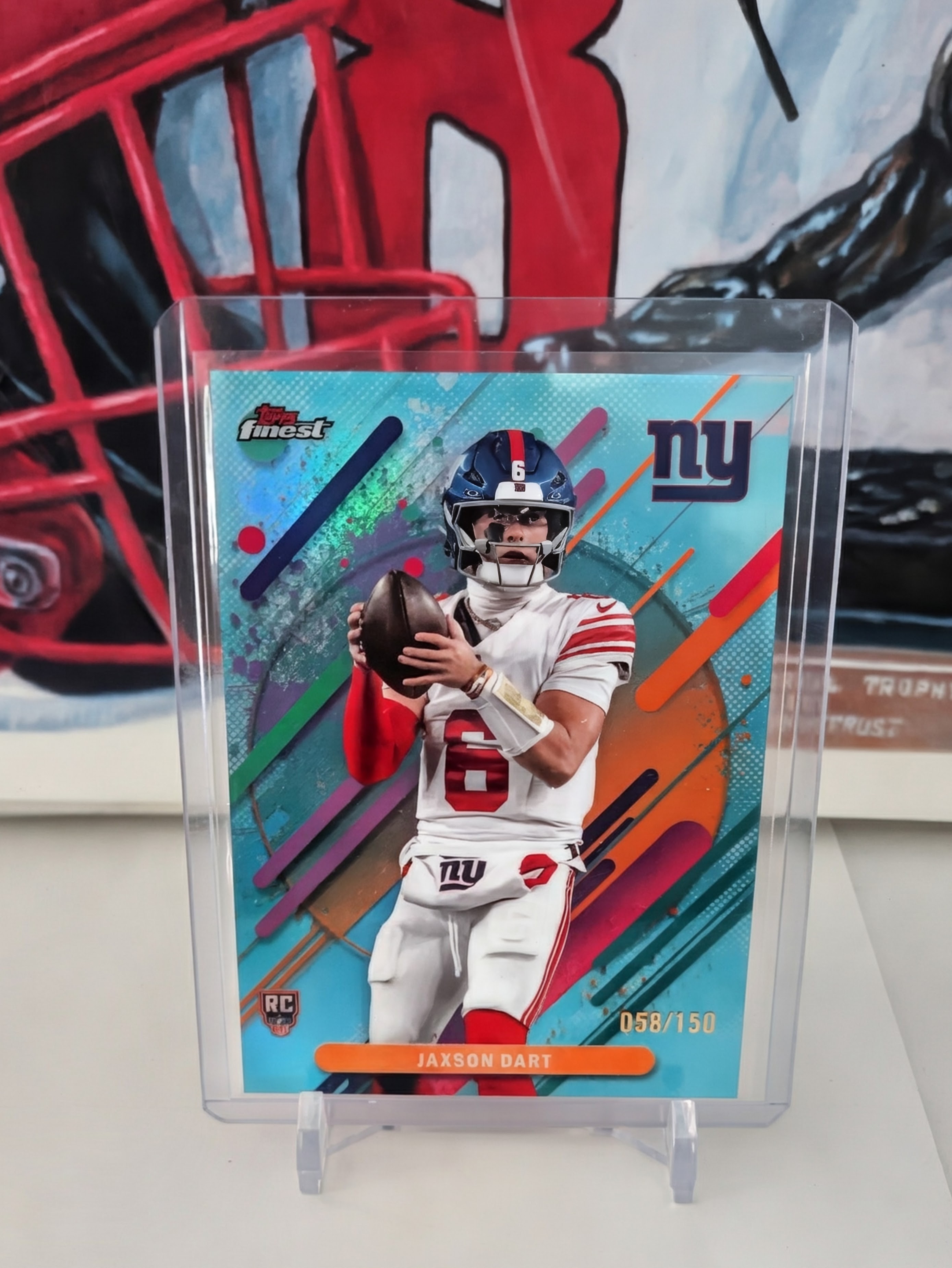2025 Topps Finest Jaxson Dart #202 Sky Blue Refactor /150